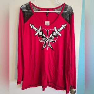 Torrid Red Heart Dagger Shirt Size 1